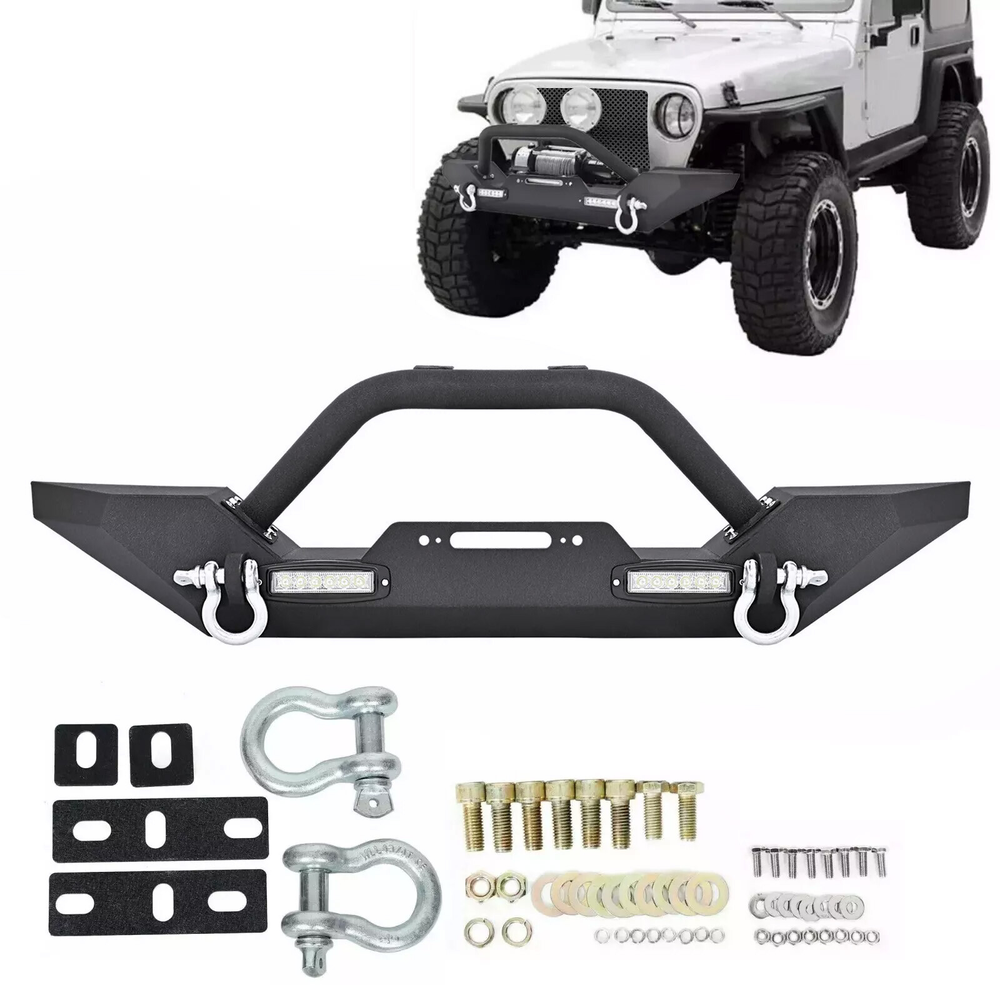 Front Bumper W/ Winch Plate D-Rings Rock Crawler For Jeep Wrangler 87-06 TJ YJ