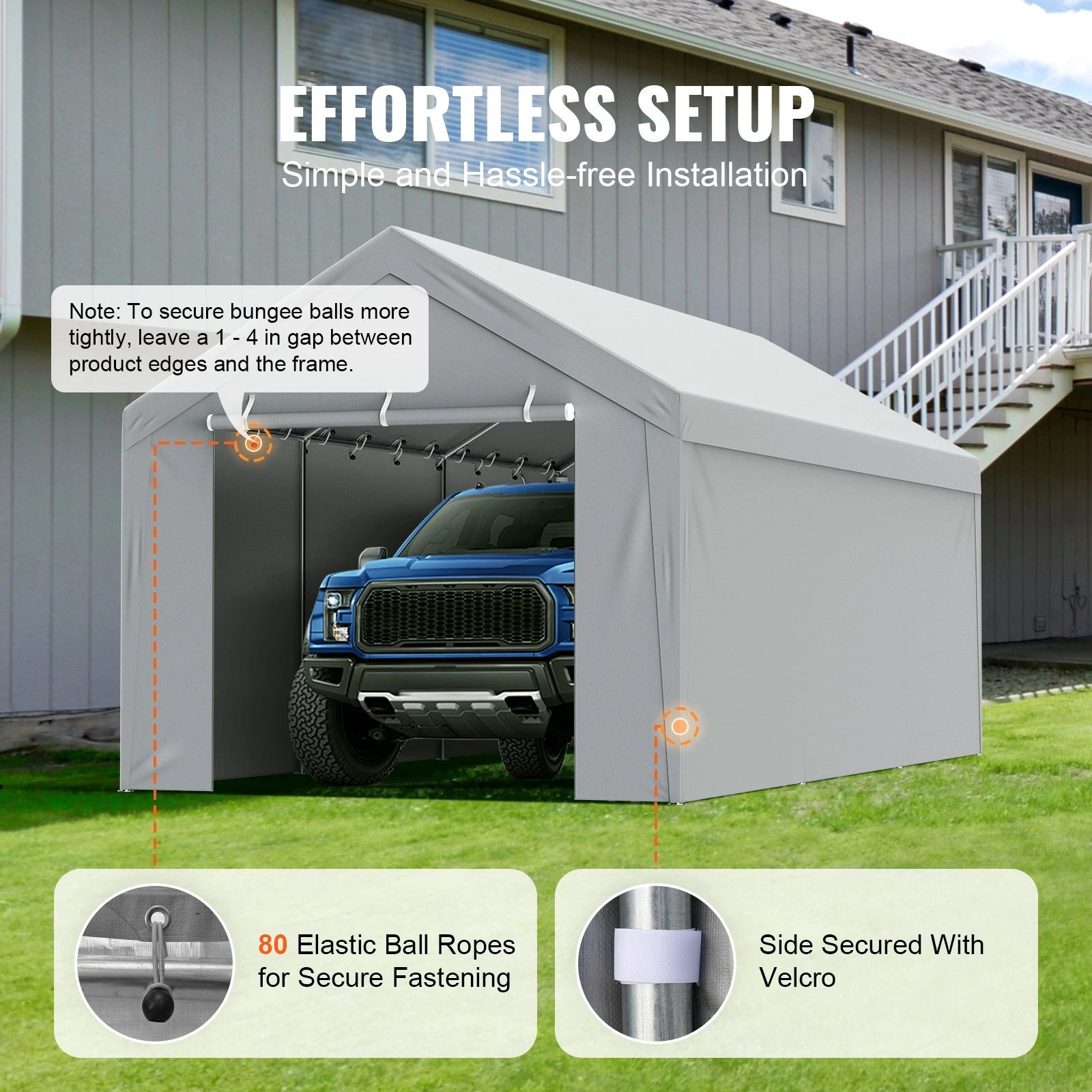 Carport Replacement Canopy Car Shelter Top+Side 10x20ft Frame Not Included