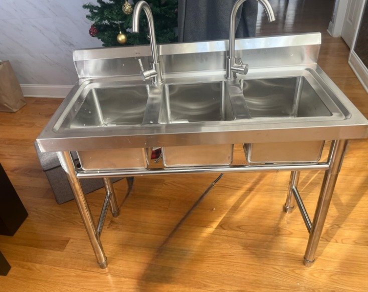 New 40" 3 Compartment Commercial Kitchen Sink Stainless Steel Utility Sink
