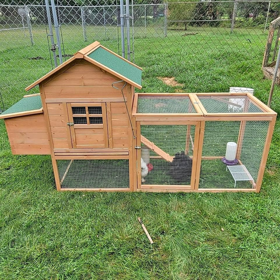 Outdoor 80'' Weatherproof Wooden Chicken Coops Nest Box Hen House