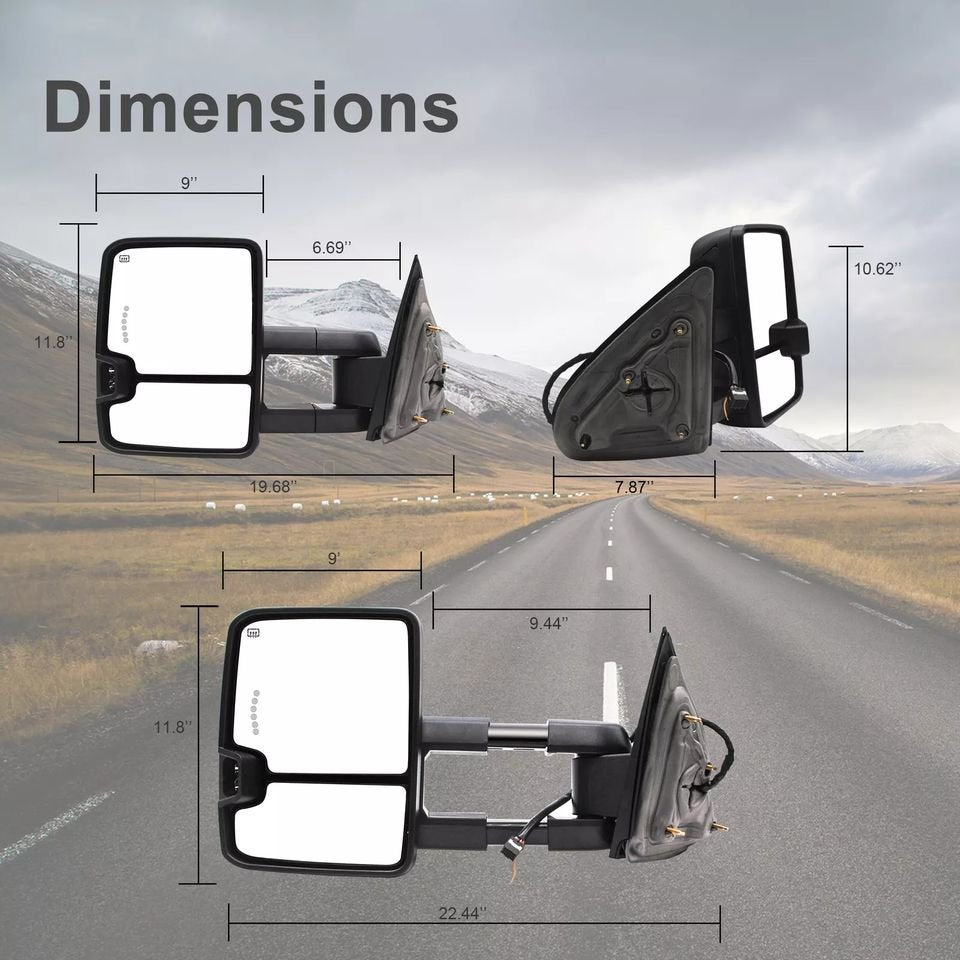 Tow Mirrors for 2014-2018 Chevy Silverado Sierra 1500 2500HD 3500HD Power Heated