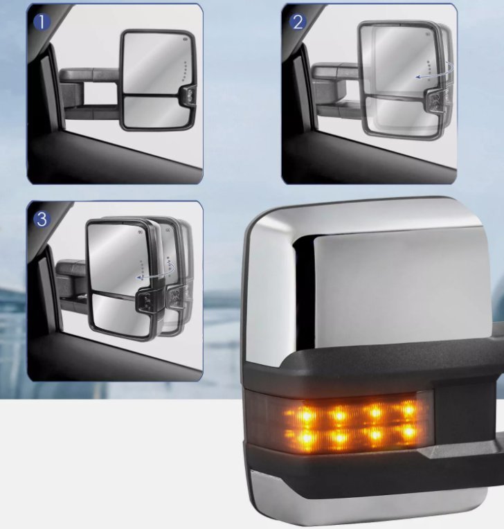 Pair Power Heated Tow Mirror For 14-18 Silverado Sierra 1500 15-18 2500HD 3500HD-(NEW!!!)
