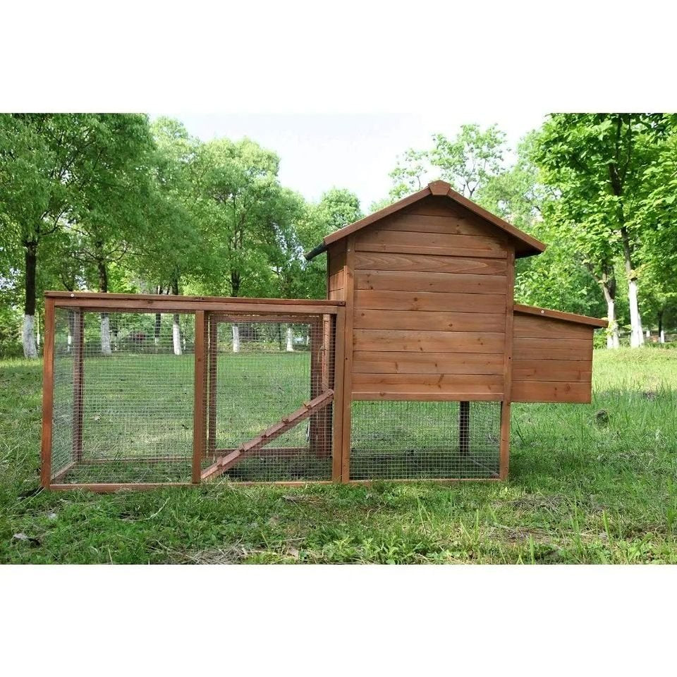 Outdoor 80'' Weatherproof Wooden Chicken Coops Nest Box Hen House