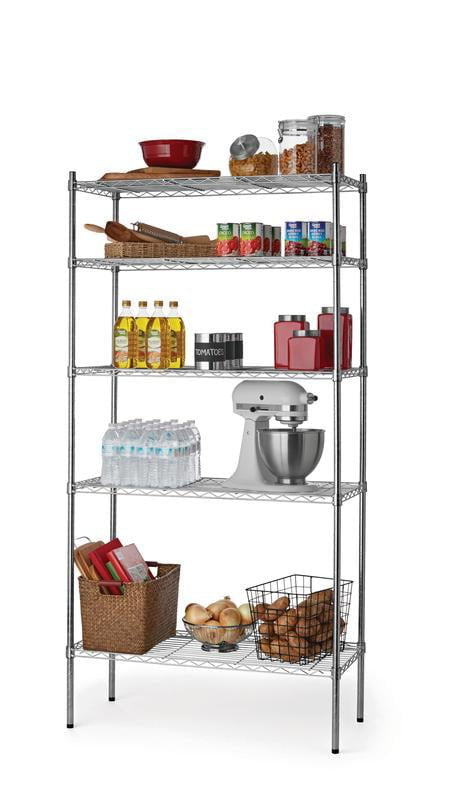Hyper Tough 5 Tier Wire Shelf Unit, Chrome, 1750 lb Capacity