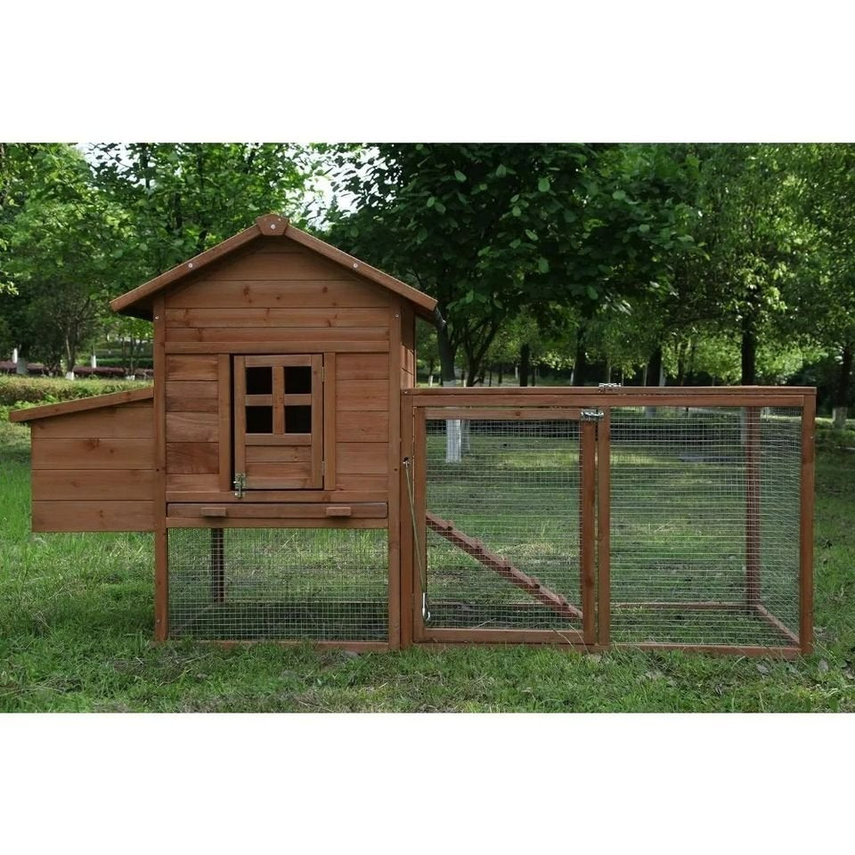 Outdoor 80'' Weatherproof Wooden Chicken Coops Nest Box Hen House