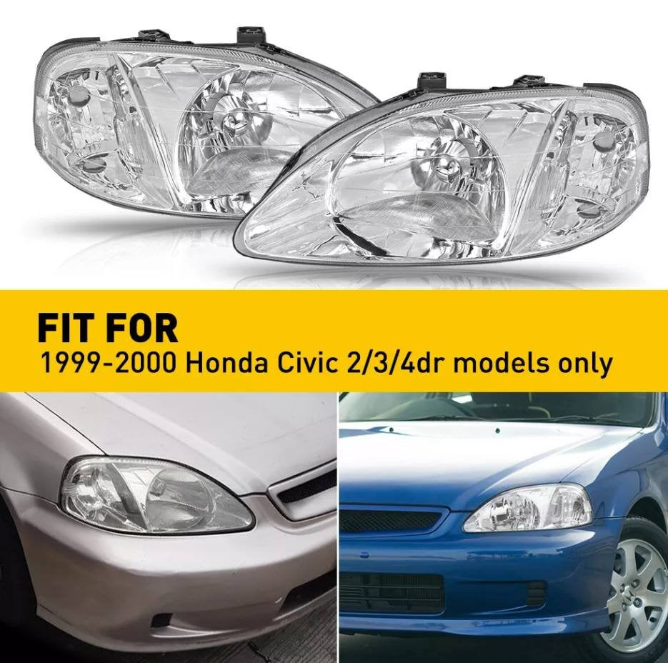 Honda Civic Replacement Headlights (1999-2000) - Halogen Composite Pair