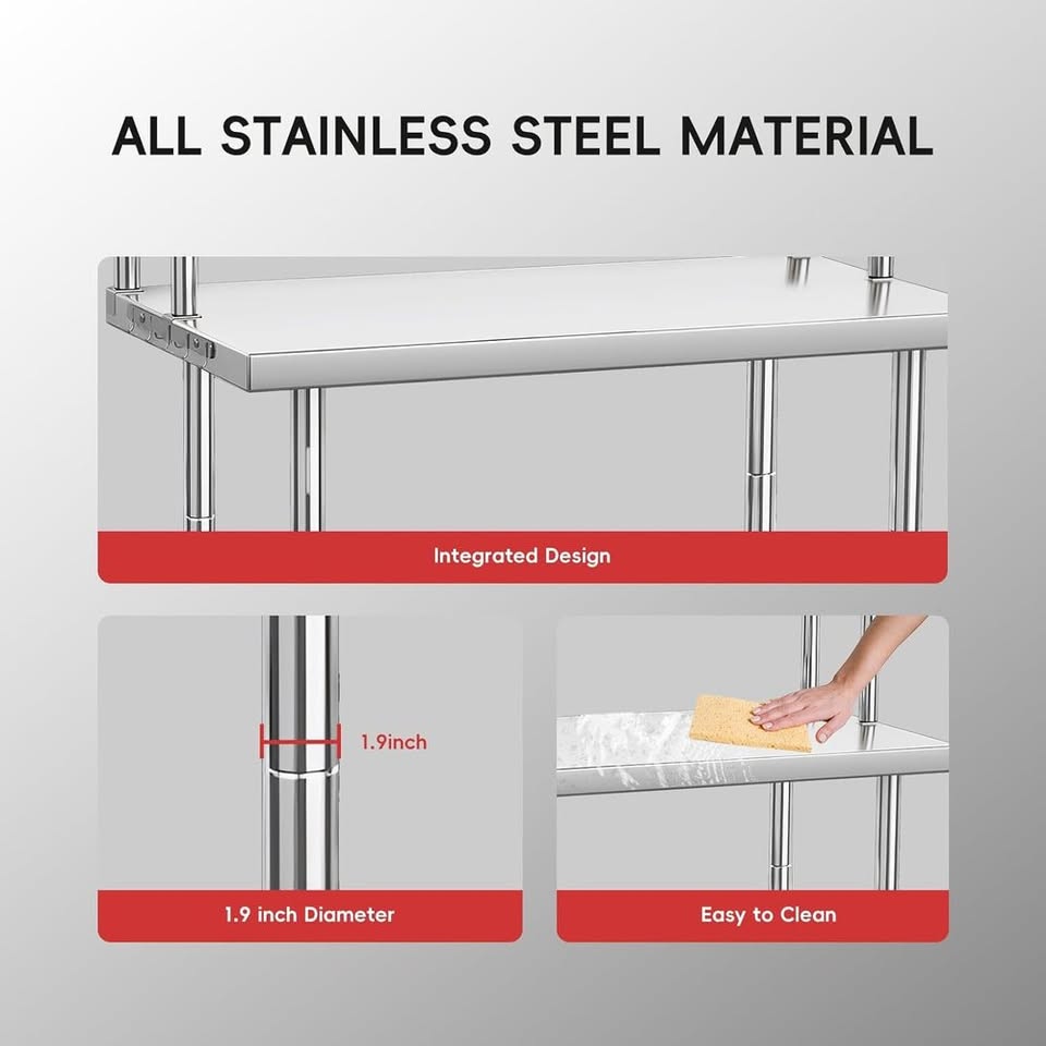 NEW 36" X 24" Commercial Prep Table Stainless Steel Work Table with 36" X 12" Shelf