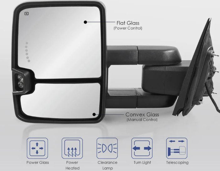 Pair Power Heated Tow Mirror For 14-18 Silverado Sierra 1500 15-18 2500HD 3500HD-(NEW!!!)