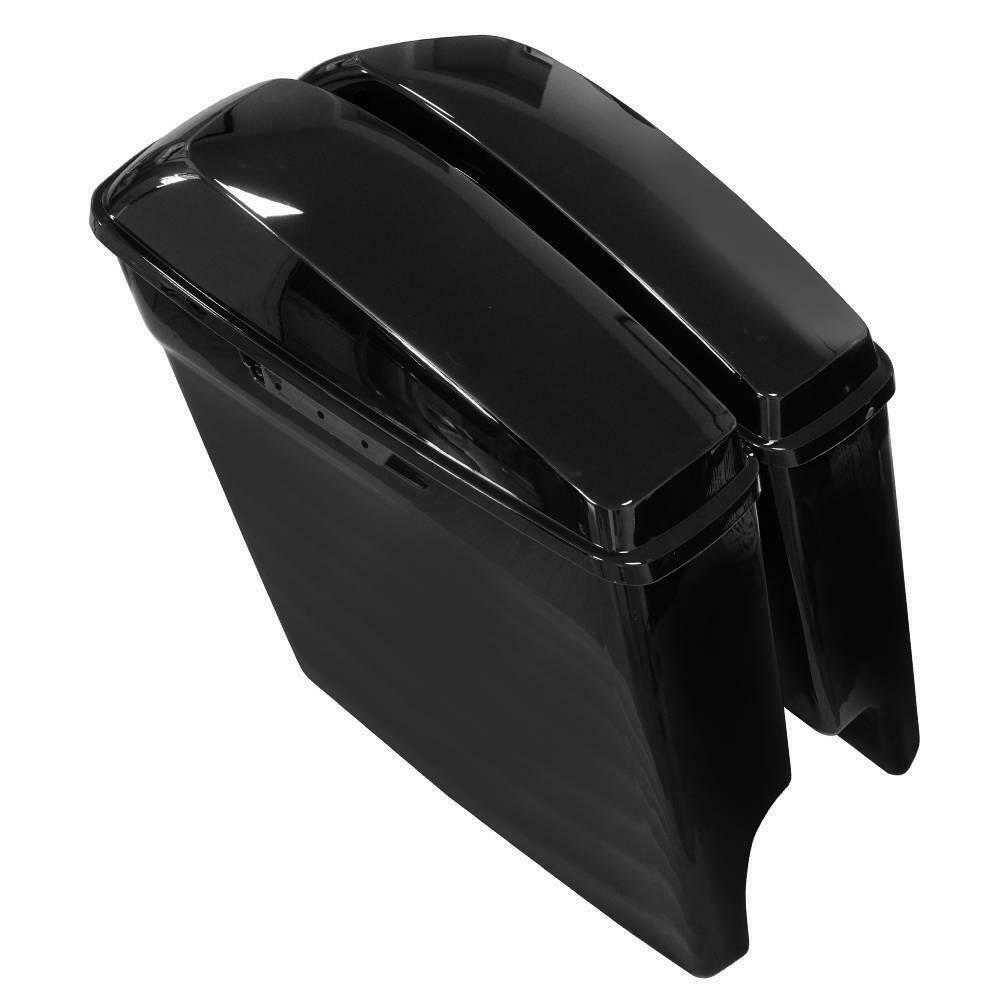 5" Vivid Black Stretched Extended Hard Saddlebags Fit For Harley Touring 2014-Up