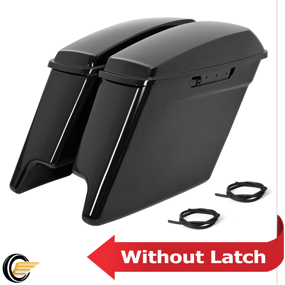 5" Vivid Black Stretched Hard Saddlebags Saddle Bags For 14-24 Harley Road Glide