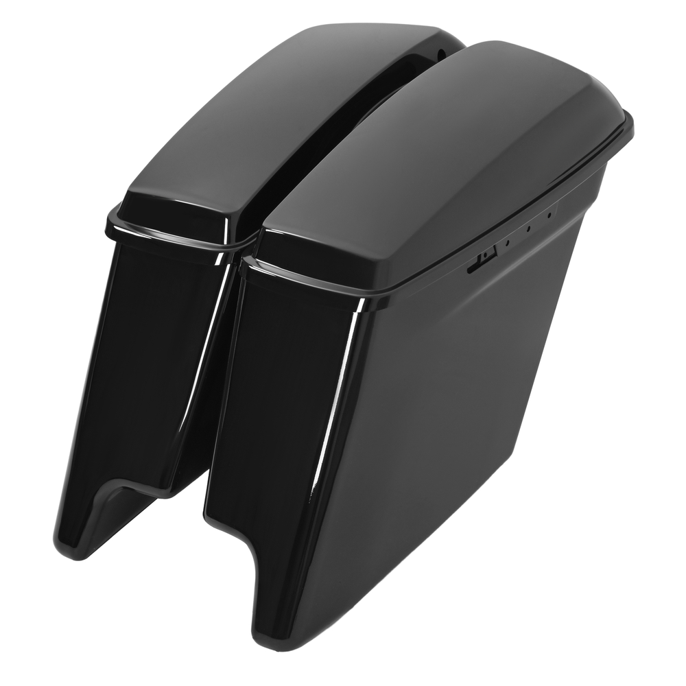 5" Vivid Black Stretched Hard Saddlebags Saddle Bags For 14-24 Harley Road Glide