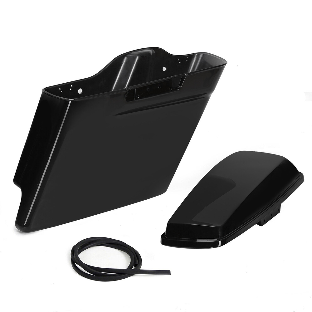 5" Vivid Black Stretched Hard Saddlebags Saddle Bags For 14-24 Harley Road Glide