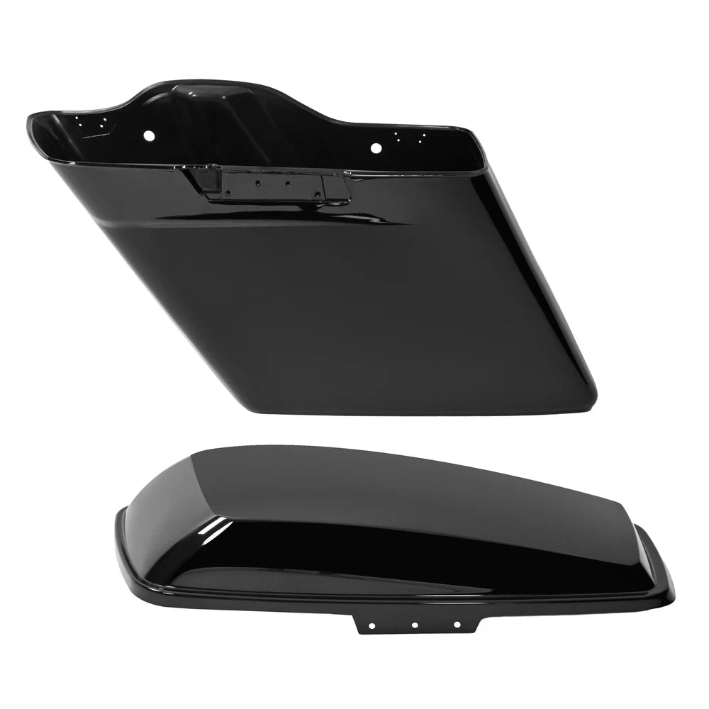 5" Vivid Black Stretched Hard Saddlebags Saddle Bags For 14-24 Harley Road Glide