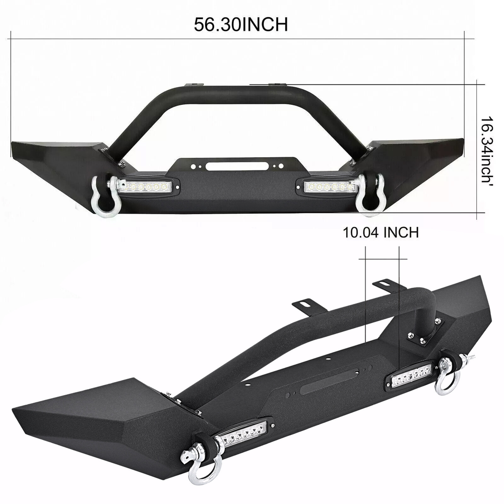 Front Bumper W/ Winch Plate D-Rings Rock Crawler For Jeep Wrangler 87-06 TJ YJ