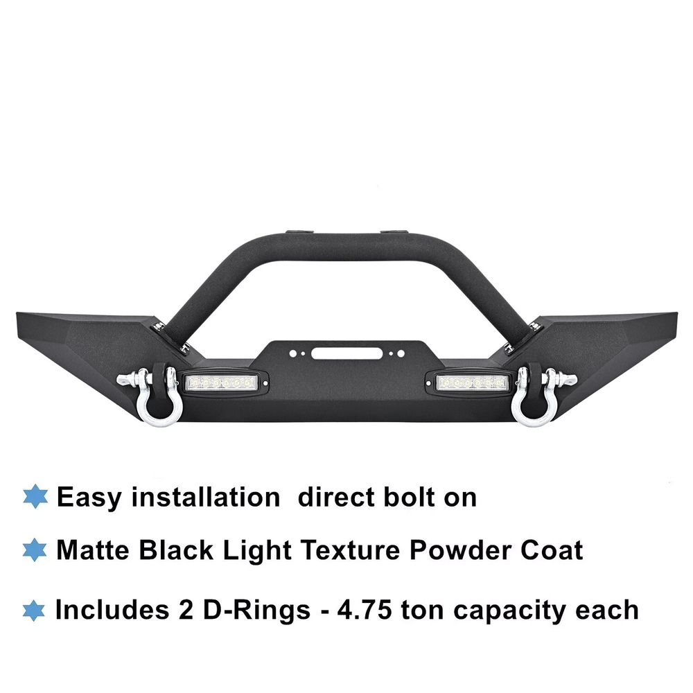 Front Bumper W/ Winch Plate D-Rings Rock Crawler For Jeep Wrangler 87-06 TJ YJ