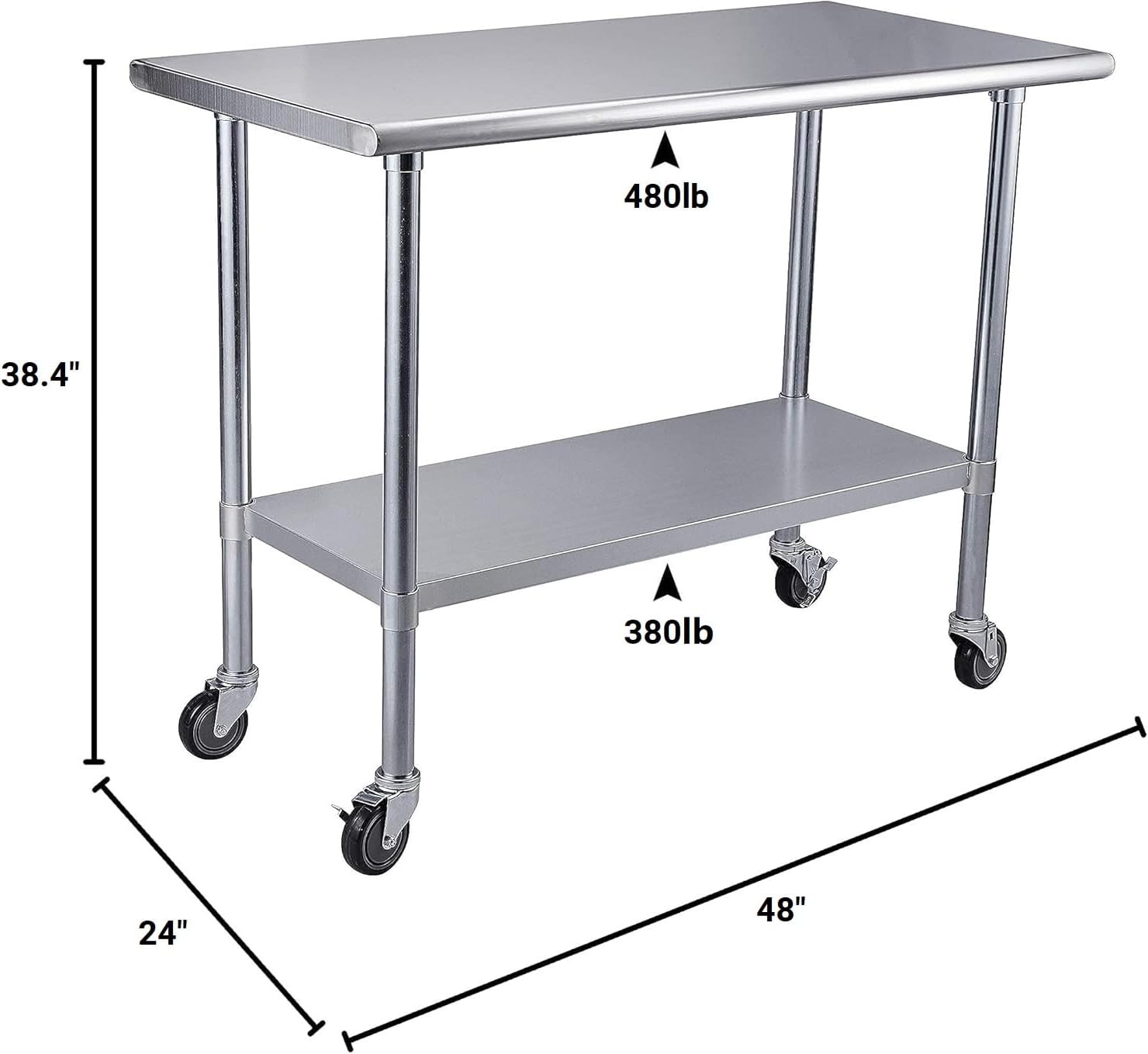 48'' x 24'' Stainless Steel Table for Kitchen Prep & Work Commercial Worktable
