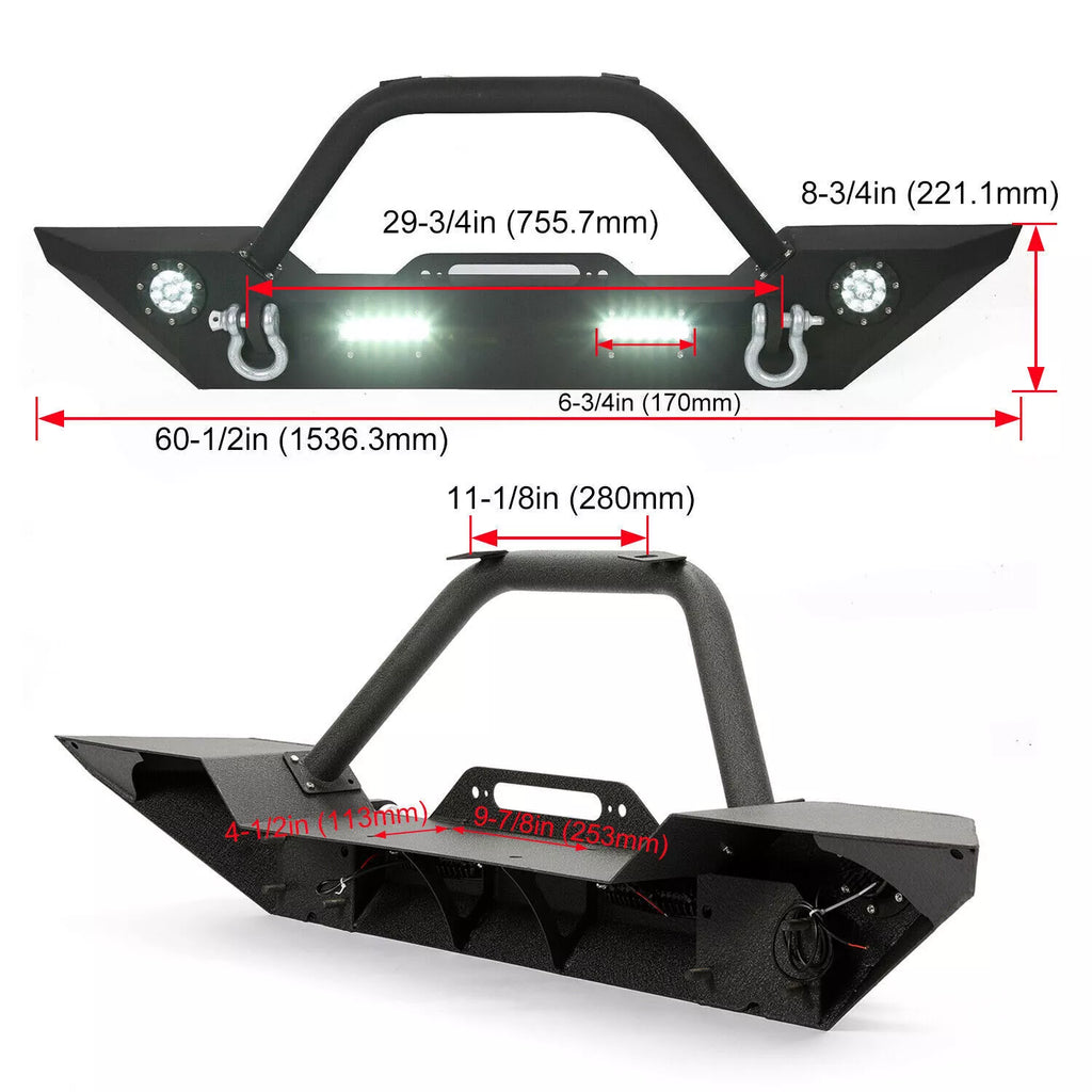 2007-2018 Jeep Wrangler JK Front Bumper w/LED NEW