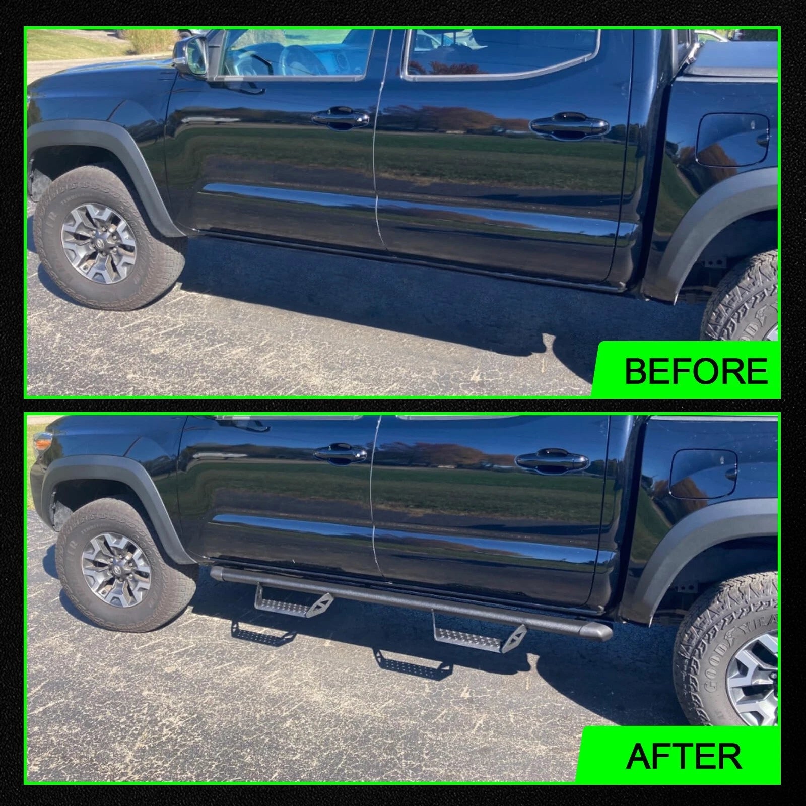 3" Running Boards FOR 2005-2023 Toyota Tacoma Double Cab/Crew Cab Drop Step