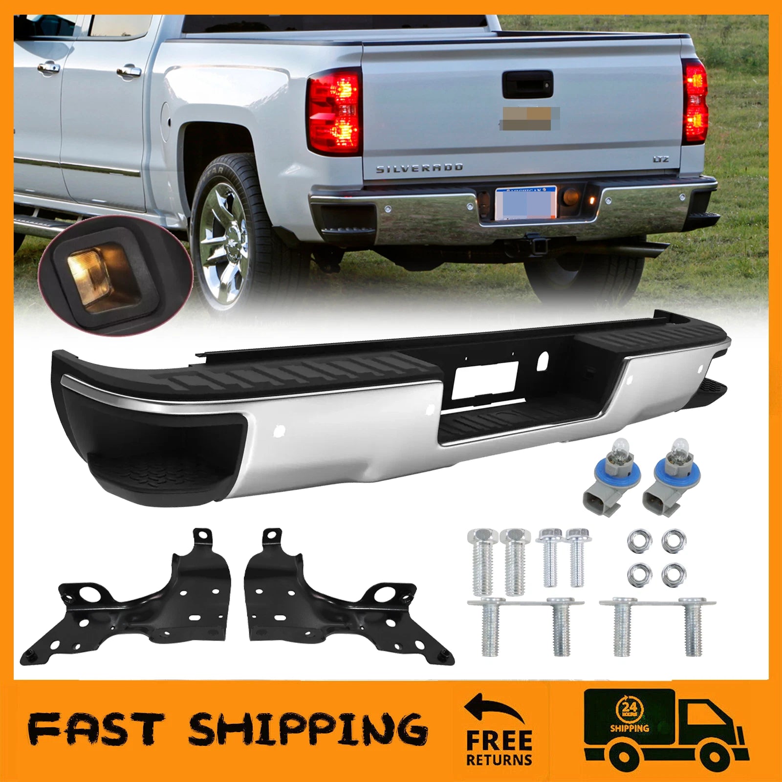 NEW 2014-2018 Silverado GMC 1500 Chrome Rear Bumper