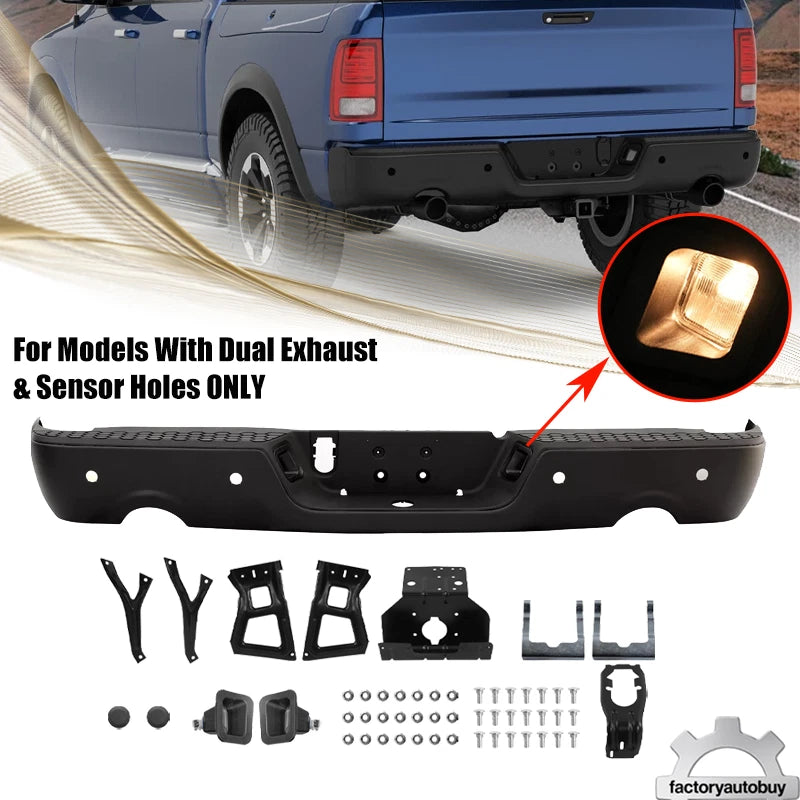 Brand New Dodge Ram 1500 Black Rear Bumper 2009-2018